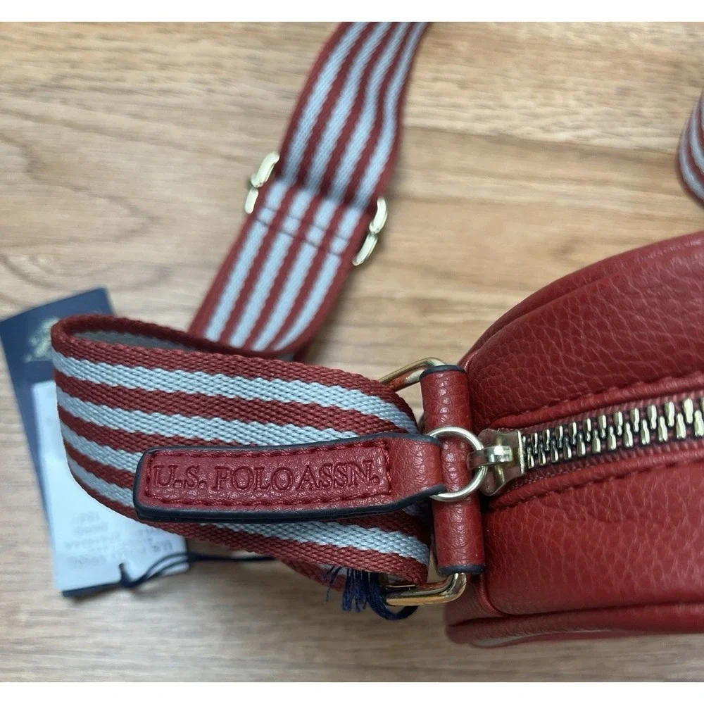 US Polo Assn. Crossbody Purse Bag Dark Red, Thick Adjustable Strap NEW